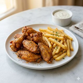 Alitas De Pollo Con Patatas