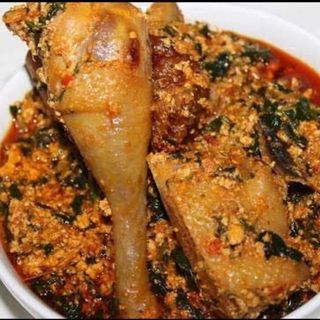 Egusi mixed with chicken drumsticks 