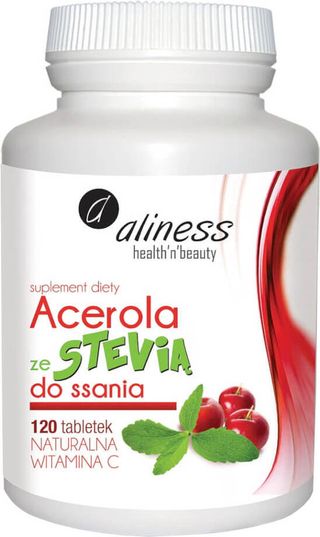 Acerola ze stevią witamina c 120 tabletek do ssania Aliness