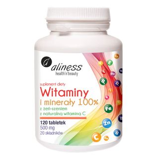 Witaminy i minerały 100% 700mg 120 tabletek Aliness