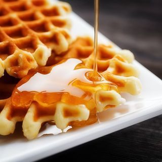 Gofre con sirope de caramelo
