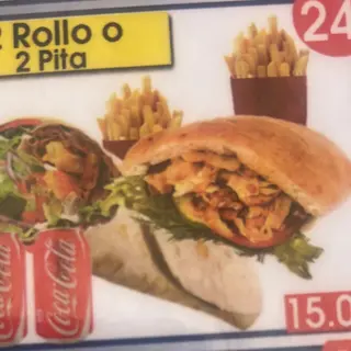 2 Menú Rollo O Pita O Pizza