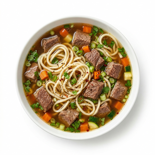 Sopa de tallarines casera con ternera (牛肉刀削面)