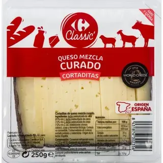 Queso De Mezcla Curado Carrefour Classic Cuña Cortada De 250 G