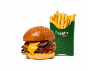 Bacon cheeseburger vita combo + cartofi prajiti 130gr