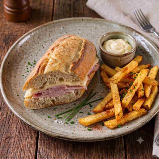 Ham and Cheese Sandwich & cartofi prajiti