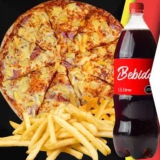 2 Pizza(28Cm.),2 Pitas O Durum con 2 Patatas y una refrescos botella 2L