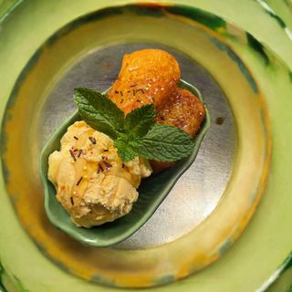 Fried Pineapple Or Banana With Honey And Ice Cream