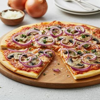 Mushroom Onion And Olives Pizza