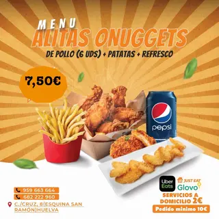Menú Alitas (6 Uds.)