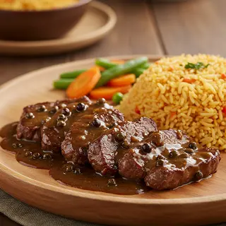 Pepper Steak & Pilau