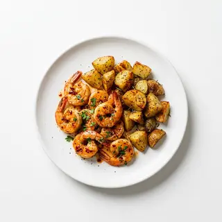 Gamberi saltati piccanti con patate