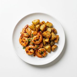 Gamberi saltati piccanti con patate
