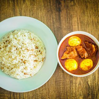 White Rice and Stew. Without Protein
