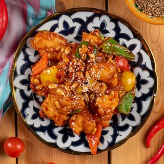 Острая курица с арахисом 