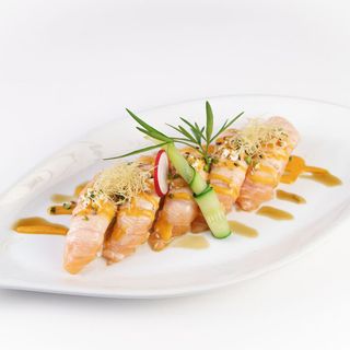 265 - Nigiri scotato piccante con pistacchio - 5 pezzi