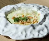 Крем суп з цукіні з тигровою креветкою та пармезаном