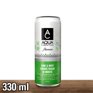 Aqua Carpatica apa minerala cu aroma de lamaie verde si menta, doza, 330ml