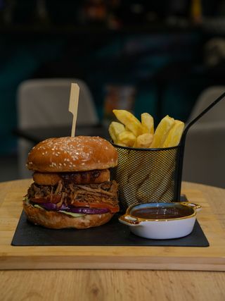Smokey pork burger