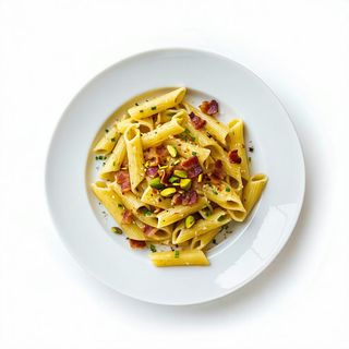 Trofie  con pancetta e pistacchio