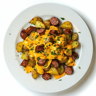 Patate con salsiccia, formaggio o cheddar