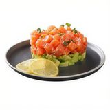 Tarta de salmón, picante y aguacate