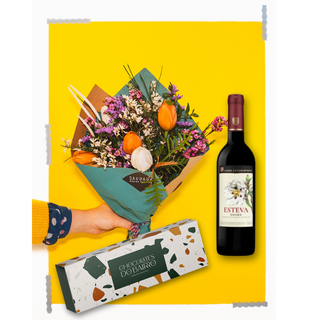 PACK Ramo 5 Tulipas + vinho tinto + chocolate