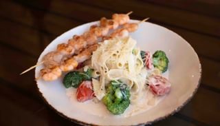 XXL Фетучини с креветками на гриле