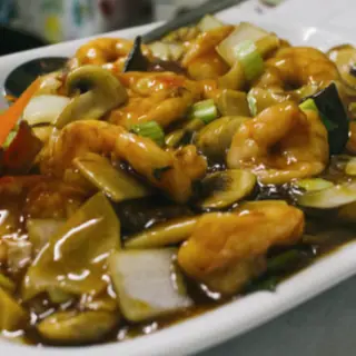 Gambas com Algas e Cogumelos Chineses