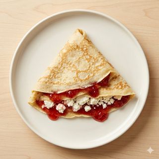 Crep con queso de cabra y mermelada de fresa