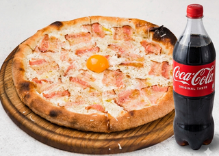 Bianca carbonara pizza 42cm + 1L Coca Cola