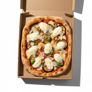 Bufala, melanzane e pomodorini