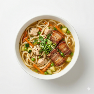 Sopa de tallarines casera con barriga de cerdo (猪肚刀削面)