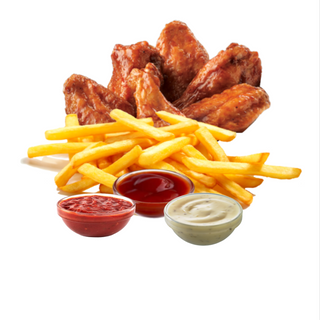 Alitas De Pollo Con Patatas fritas 