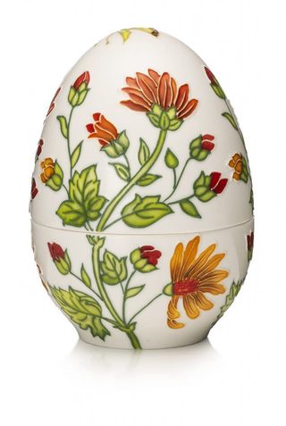 Ou portelan 13 cm cu flori si fluturi