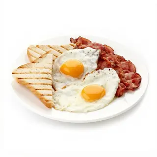Tostas De 2 Huevos Fritos Con Bacon Y Tumaca