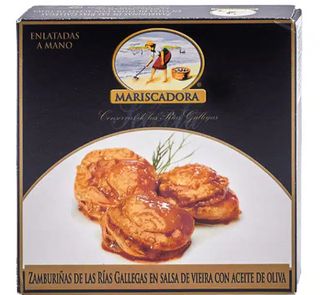 Zamburiñas en salsa vieira con aceite de oliva