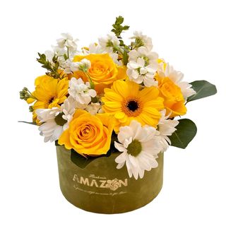 Cutie flori albe si galbene