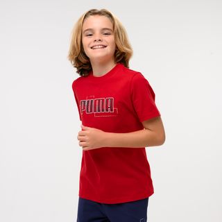 T-shirt de Educação Física em Algodão Criança Puma Estampado Vermelho - 164cm 13-14A