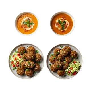 2 броя средна порция с фалафел и 2 броя супа от червена леща