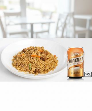 Beefy Rice and breaded chicken + NB drink