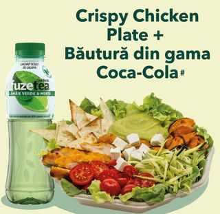 Combo crispy chicken plate + bautura gama Coca Cola/ Fuzetea Lemon, Peach 