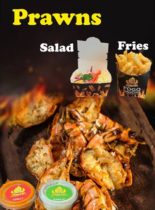Grilled Prawns with Fries & Salad