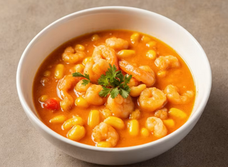 21 Zuppa di mais con gamberi