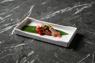 Nigiri black sake flambe