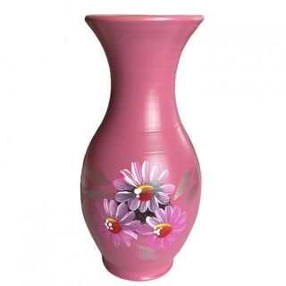 Vaza ceramica pentru flori fuchsia cu margarete