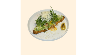 Croissant z krewetkami i jajkiem