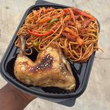Jollof pasta and chicken lap