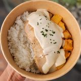 Pechuga al Roquefort con Arroz y Patata