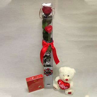 1 Rosa con bombones y peluche